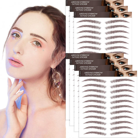 Aresvns Chocolate Eyebrow Tattoo 77 Pairs!Newly Improved 4D Lifelike Imitation Eyebrows,Good Looking Reddish Brown Eyebrow Transfers Sticker,Suitable Sizes,Waterproof and Long-Lasting 4-6 Day