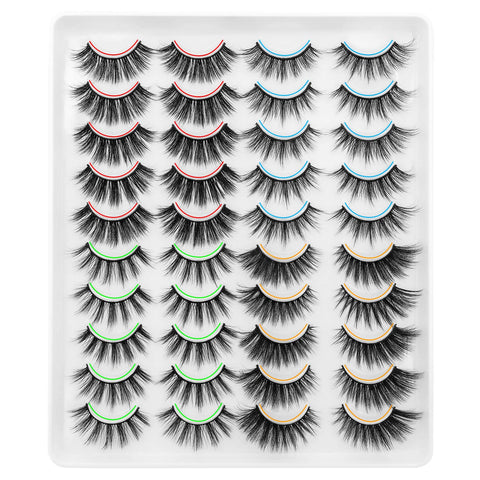 DYSILK Lashes False Eyelashes - 20 Pairs 6D 4 Styles Mixed Faux Mink lashes Thick Wispy Fluffy Natural - Fake Eyelashes Cat Eye Lashes Natural Look Reusable Lashes Pack| 10mm-20mm