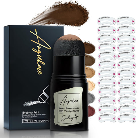 Eyebrow Stamp Stencil Kit , 24 pc Eyebrow Shaping Stencils (Dark Brown), Long-lasting Eyebrow Brow Definer, Perfect Make-up Reusable Kit Eyebrow Pen