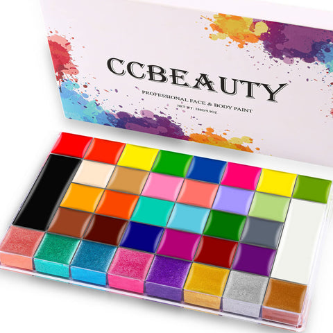 CCbeauty Professional 36 Colors Face Body Paint Palette, 10OZ Large Face Painting Kit, Non-Toxic Hypoallergenic Cream FacePaint for Halloween SFX Special Effects Costume Cosplay Makeup