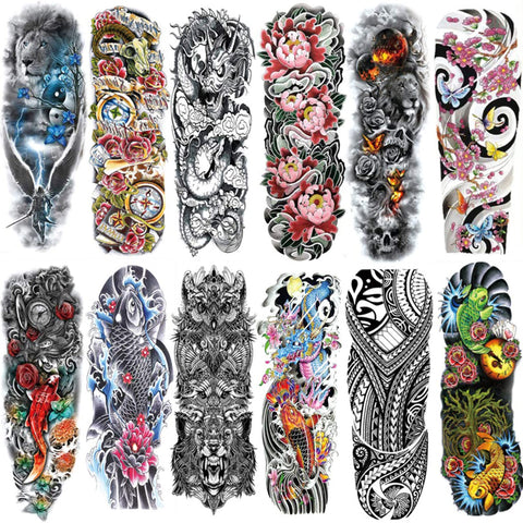 Aresvns Full Arm Temporary Tattoos for Men and Women (L19“xW7”),Temporary Tattoo Waterproof Sleeve Tattoo Last Long,Japanese Fake tattoos for adults Christmas Gift