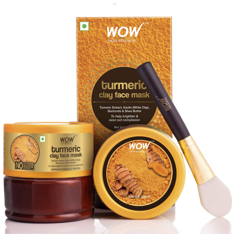 WOW Skin Science Turmeric Clay Face Mask For Helping To Brighten & Even Out Complexion - No Parabens, Sulphate, Mineral Oil & Color - 200mL