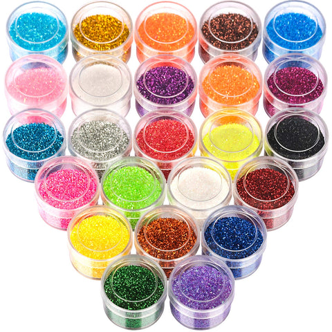 24 Colors Glitter Set, FANDAMEI 24 Boxes 5g Fine Glitter, Nail Art Glitter for Halloween Makeup, Cosmetic, Festival, Makeup. Body Glitter, Craft Glitter for Arts, Decoration