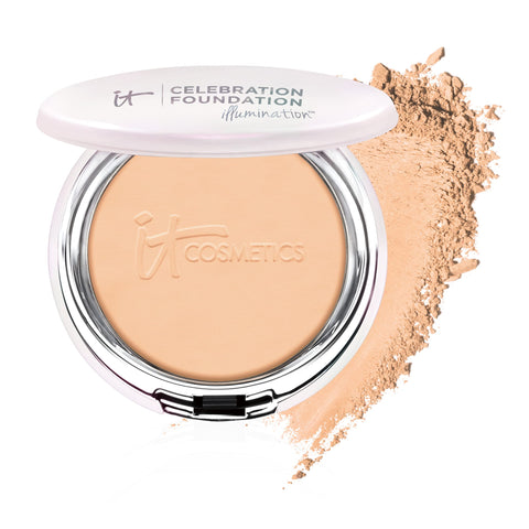 IT Cosmetics Celebration Foundation Illumination, Medium (W) - Full-Coverage, Anti-Aging Powder Foundation - Blurs Pores, Wrinkles & Imperfections - 0.3 oz Compact