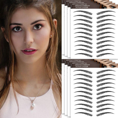 Eyebrow Tattoo 88 Pairs! Newly Improved 4D Tattoo Eyebrow,Popular Black Fake Eyebrows,Realistic Eyebrow Transfers Sticker,Suitable Sizes,Waterproof and Long-Lasting 3-5 Days Christmas Gift