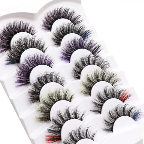 Veleasha False Eyelashes Wispy Faux Mink Lashes Fluffy Handmade Fake Eyelashes Natural Look 7 Pairs Pack Luxury Cat Eye Lashes (7A-02)