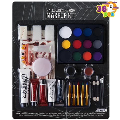 JOYIN Halloween Makeup Set Ultimate Family Party Pack All-in-one Easy On & Easy Off set for Halloween Party Supplies, Halloween Cosplay, Face Paint & Body Paint, Halloween Party Favors