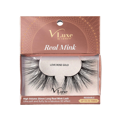 V Luxe by iEnvy False Eyelashes Real Mink Lashes Dramatic Long Eyelashes (Love Rose)