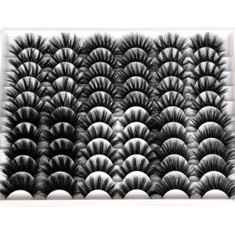 30 Pairs 20MM False Eyelashes Wholesale 6 Styles Mixed Lashes 8D Fluffy Volume Dramatic Faux Mink Eyelashes Pack