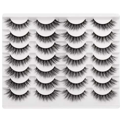 False Eyelashes 15mm Lashes Natural Look 3D Mink Lashes Pack Small Short Cat Eye Lashes Wispy Fluffy Light Volume Fake Eyelashes 14 Pairs Pack