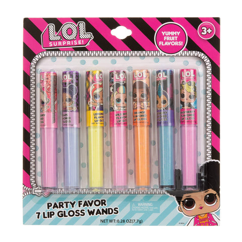 L.O.L Surprise! 7pc Lip Gloss for Girls, Lol Lip Gloss Set Value Pack, 7 Assorted Fruit Flavored Lip Glosses, Non Toxic, Kid Friendly, Party Favors, L.O.L. Surprise Gifts For Kids