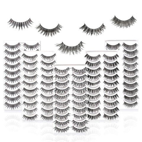 50 Pairs 5 Styles MUSELASH False eyelashes set professional 100% Handmade natural, glamorous, demi wispies, wispies, volume multipacks, cotton band, 10 Pairs Eyes Lashes Each Style…