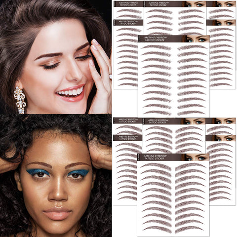 Aresvns Eyebrow Tattoos Stickers Brown 132 Pairs! 4D Realistic Reddish Brown?Chocolate Color?Tattoos Eyebrow,2 Eyebrow Shapes,Suitable Sizes,Hair-Like Eyebrow Transfers for Women Christmas Gift