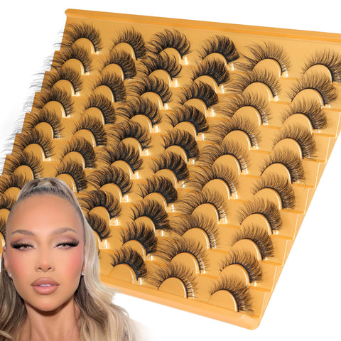 ALICE 30 Pairs Lashes Fox Eye False Eyelashes Dramatic Fluffy Mink Lashes Faux Curl Strip Lashes Wispy Cat Eye Makeup Volume Fake Eyelashes 3 Styles