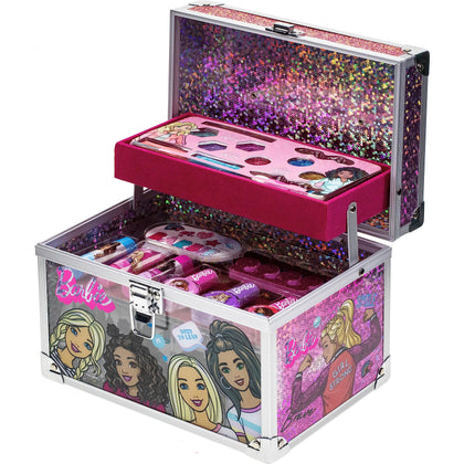 Barbie Movie Kids Makeup Kit for Girls, Real Washable Toy Makeup Set, Barbie Gift, Play Makeup and Pretend Play Toys Ages 3 4 5 6 7 8 9 10 11 12